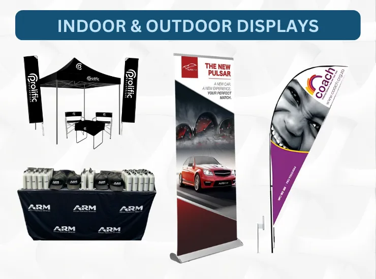 Branded indoor and outdoor display stands, banners and gazebos.