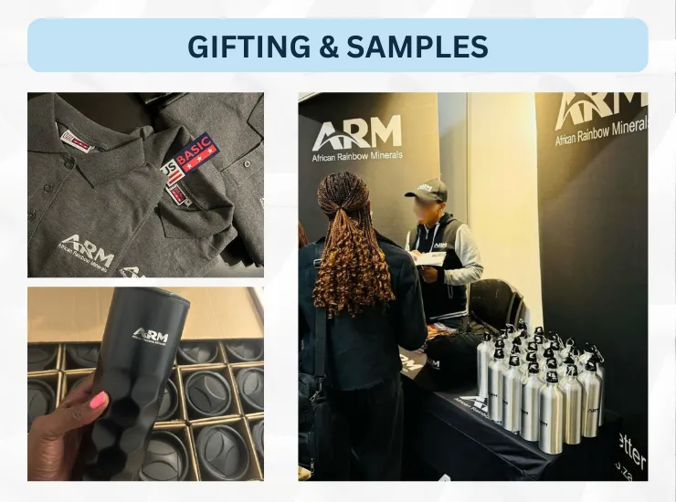 Branded corporate gifts and sample packs made up for a promotional campaign.